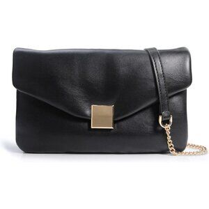 Vegan Leather Chain Shoulder Puffer Envelope Clutch for Women